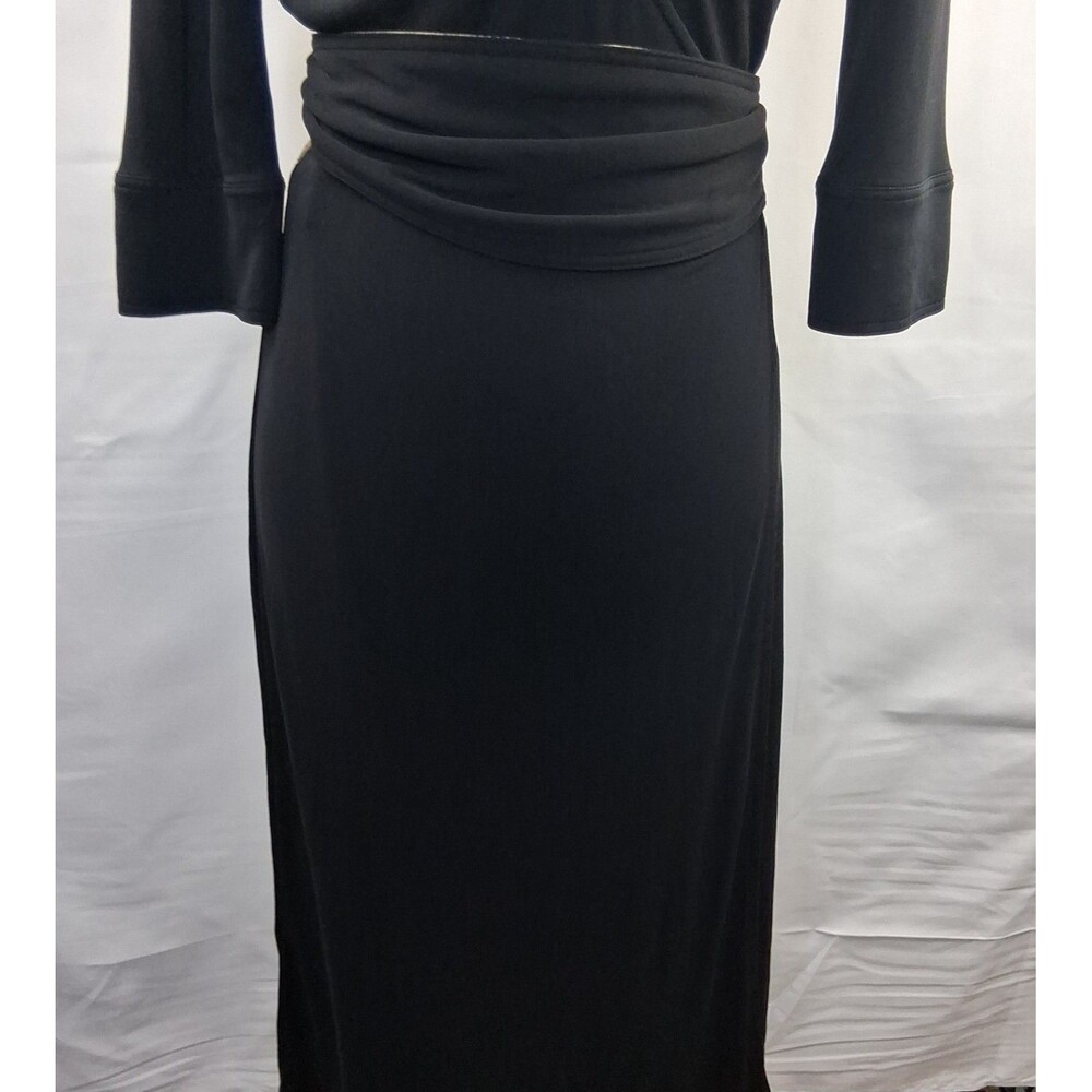Diane Von Furstenberg Black Collared Midi Wrap Dress - Picture 3 of 16